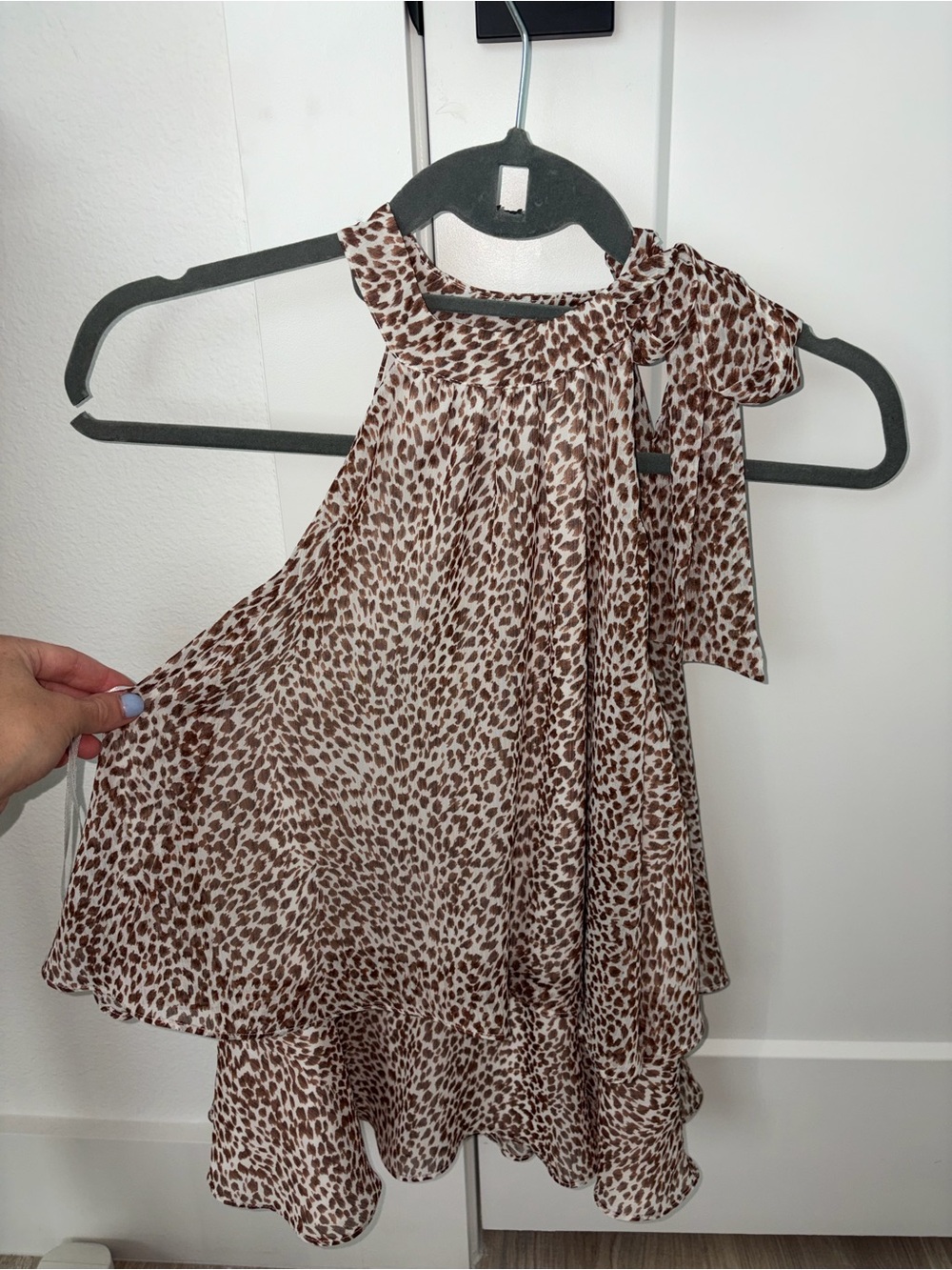 Brown Animal Print Halter Tie neck top